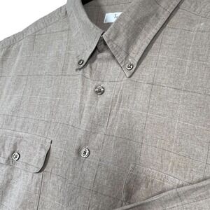 Turnbury Shirt Men's XL Tan Checked Button‎ Down Preppy Cotton Long Sleeve